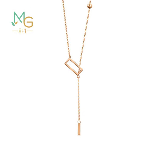 Chow Sang Sang 18K rose gold mint series square K gold clavicle chain necklace 92234N pricing 47 cm