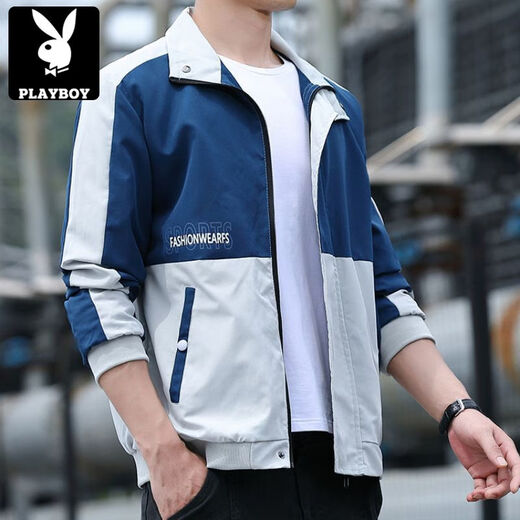 花花公子（PLAYBOY）短款风衣外套男士春秋季2025新款潮流帅气百搭上衣服男装春装夹克 5201【春秋】黑色 薄款 M 【建议85-斤左右】