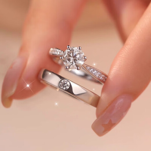 Chow Tai Fook PT950 platinum classic six-claw diamond ring for women light luxury platinum wedding engagement ring gift main stone one carat six-claw women's ring