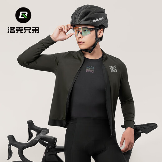 Rock Brothers Fleece Cycling Jersey Inner Long Sleeve Top Warm Sports Basement Underwear Thin and Breathable Men's Lightweight and Comfortable Fleece Warm - Black Inner 3XL_4XL