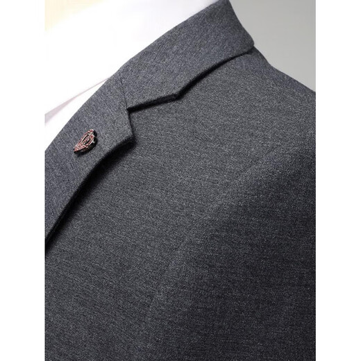 BOSS men's wool suit suit 2025 new spring and autumn gray double slit men's wedding suit jacket two-piece set - gray XL 180 suitable for 140-155 Jin Jin equals 0.5 kg