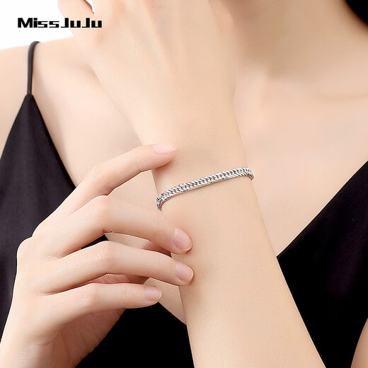 Miss JuJu pt950 pure platinum Xiping bracelet for women, platinum Cuban bracelet, fashionable and high-end jewelry for men (customized), about 16g, 15cm long, about 4.3mm thick, more refunds, less supplements
