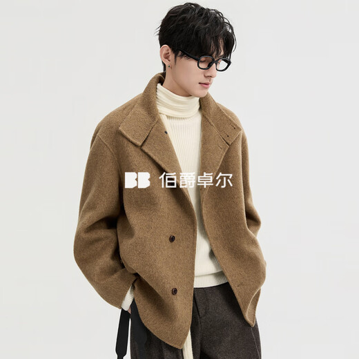 Piaget Zall foldable stand-up collar hand-length full wool double-sided woolen coat for men 2025 autumn and winter new goose down lining jacket for men mountain gray regular-no lining L (175)