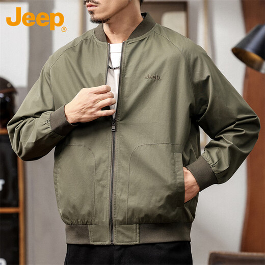 Jeep (JEEP) Jacket Men's Autumn and Winter Loose Workwear Executive Jacket Baseball Uniform Flight Casual Men's Military Green XL