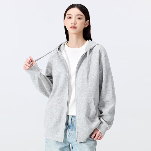 MINISO Youth Heather Gray Simple Smiley Face Hooded Cardigan Jacket Men's Autumn and Winter Casual Sweater High-Level Loose Jacket Heather Gray (m22 light gray smiley face chest label) L /175 (weight 120-140Jin Jin is equal to 0.5 kg)