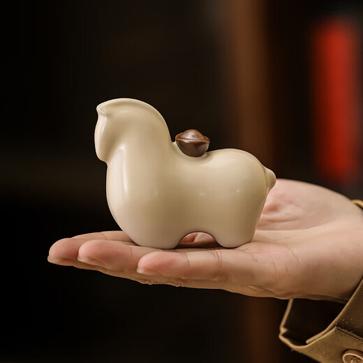 2025 New High-End Boutique Ru Kiln Become Rich Soon Zodiac Horse Tea Pet Ceramic Ornament Decoration Living Room Home Become Rich Soon Tea Pet - 1 piece