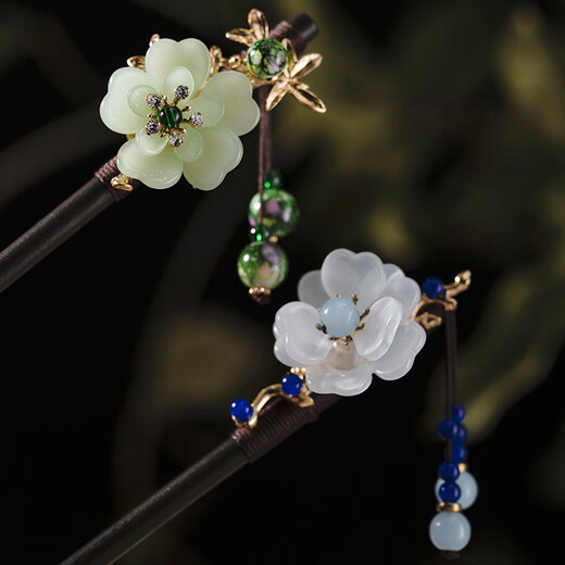 Qiao丂 Ancient style hairpin with tassels, rocking wooden hairpin for women, imitation black sandalwood updo, Hanfu accessories, ancient costume hairpin, birthday gift, Han Yan Cui + box