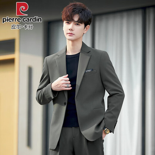 Pierre Cardin Men's Casual Suit Jacket Slim and High-Level Korean Style Light Mature Style Business Small Suit Suit Top Single Trendy Green Top XL