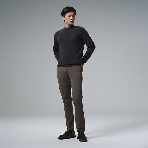 利郎可机洗羊毛衫男冬季毛衣2025新款商务男士毛衫保暖针织衫打底衫 深灰（G5DMS0082S） XL 175/88A