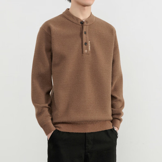 Akbevrc international brand one-piece velvet sweater men's Henry collar autumn and winter 2025 new velvet thickened flowing sweater gray XL