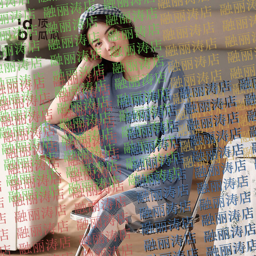 PurCotton全面时代2025年新款睡衣女夏季纯棉短袖两件套夏天条纹家居服 yzt9859 M  女款建议80100斤