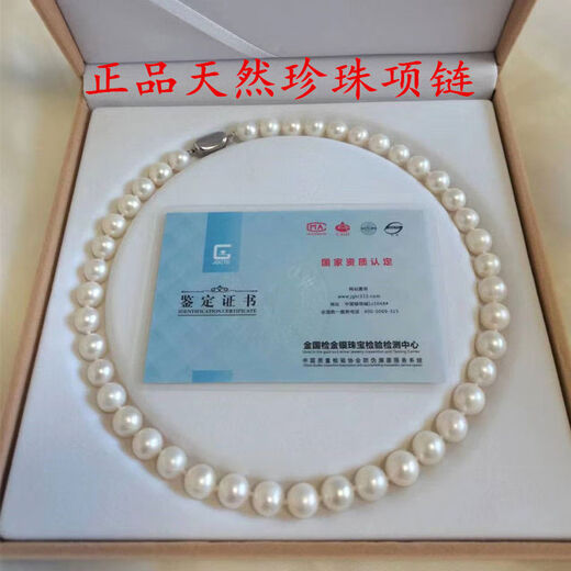 Natural Freshwater Pearl Necklace Round Highlight S925 Silver Light Luxury Women's Long Neck Jewelry as a Mother's Day Gift 40cm White 8-9mm