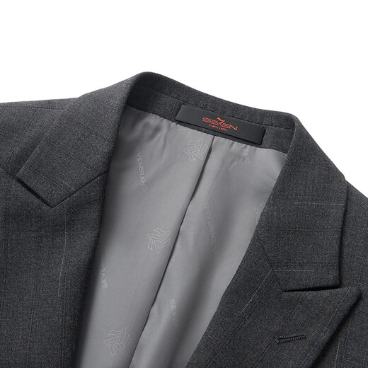 Qipai Retro Striped Three-piece Suit Suit with Vest Men's 2025 Autumn New Peaked Collar Formal Suit Retro Striped Three-piece Suit Charcoal Gray 46 (B46)