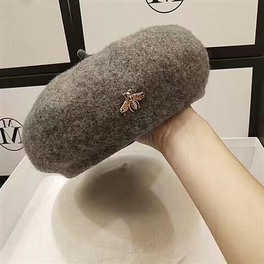Bisi Sheep thickened woolen beret women's autumn and winter Korean version Japanese literary versatile painter's octagonal hat British retro trend caramel hairpin