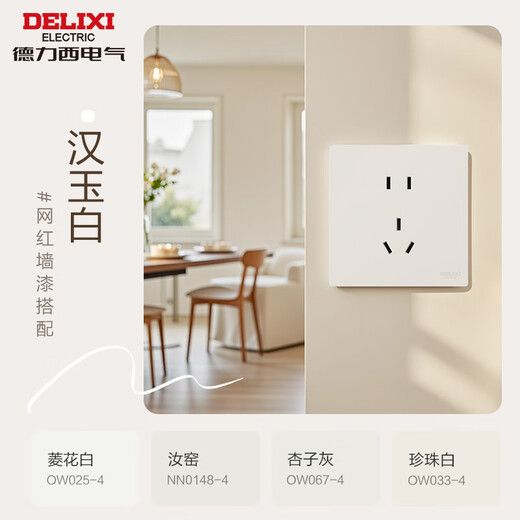 DELIXI – prise de commutation 295, ultra-mince, mate, grande plaque, type 86, alimentation murale oblique, cinq trous, 10 pièces, vendues en blanc Hanyu