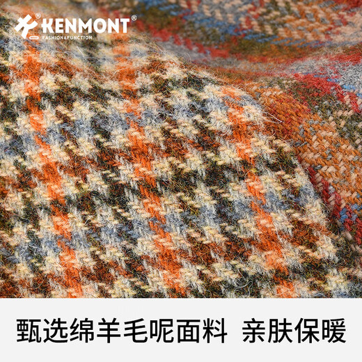 Kenmont wool splicing reverse-wearing plaid beret for women plus velvet to keep warm octagonal forward hat with duck tongue and small face, khaki green M suitable for head circumference (55.5-58c)