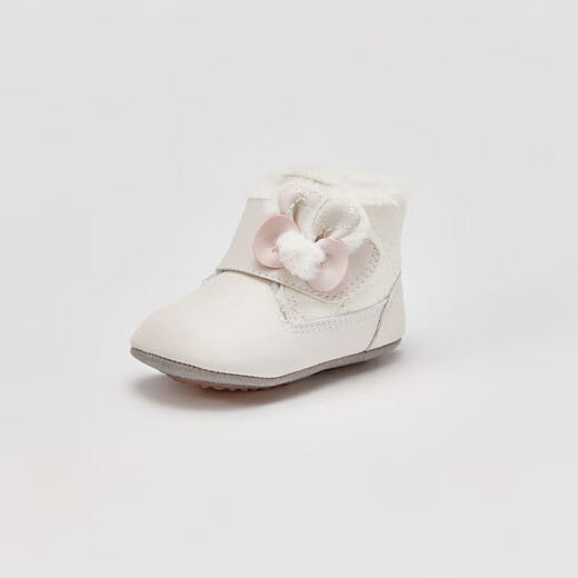 DAVE&BELLA Winter-Pre-Step-Schuhe für neue Baby-Mädchen, Baby-Prinzessin-Schuhe für Neugeborene, weiche Sohlen, Kleinkind-Schuhe, Creme-Aprikose, bereit, Größe 15