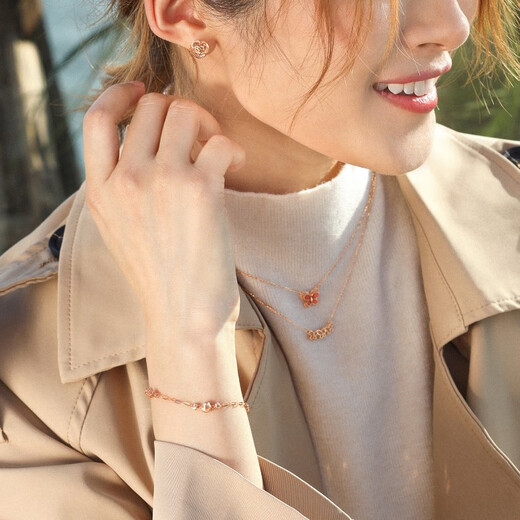 Chow Sang Sang rose gold rose gold color gold girls' eternal series earrings pair of jewelry 92074E pricing