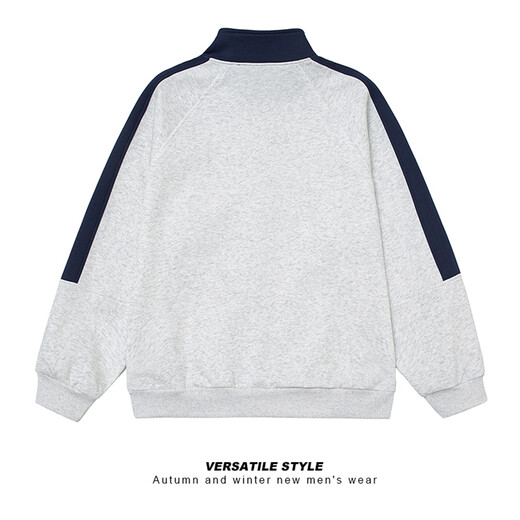 Легенда Западного региона Спортивный кардиган с рукавами реглан Куртка-свитер Мужская осенне-зимняя новая американская контрастная цветная пара Повседневная куртка с воротником-стойкой Белый Серый Обычный