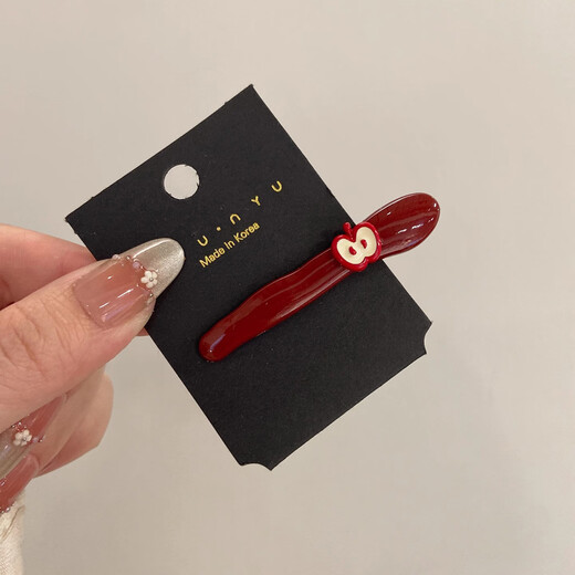 Ze Yuhan Korean cute little apple bangs hair clip bangs hair clip ancora red high-value side duckbill clip wine red small apple bangs clip random 2 pieces
