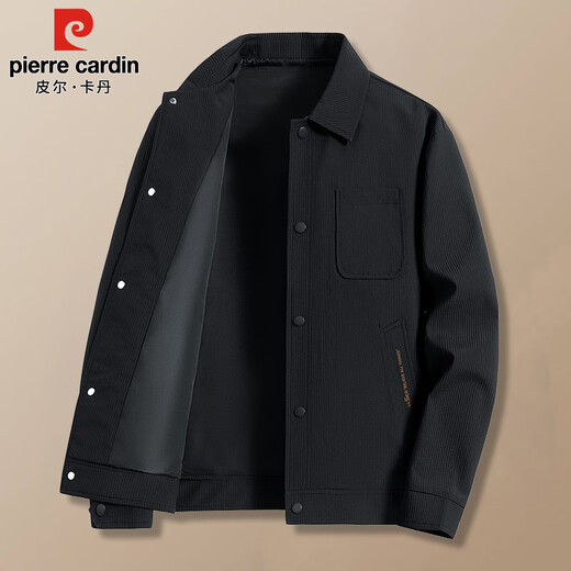 Pierre Cardin jacket men's spring and autumn work clothes trendy fashion lapel clothes men's khaki XL