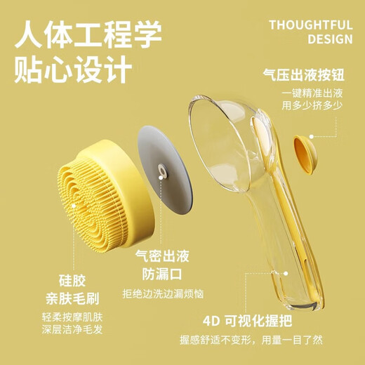 Pet and dog bathing brush, cat bathing artifact, essential dog washing supplies, complete collection of Bichon Frize-specific bathing and combing tools, dog bathing brush-yellow-1 piece, no Specifications