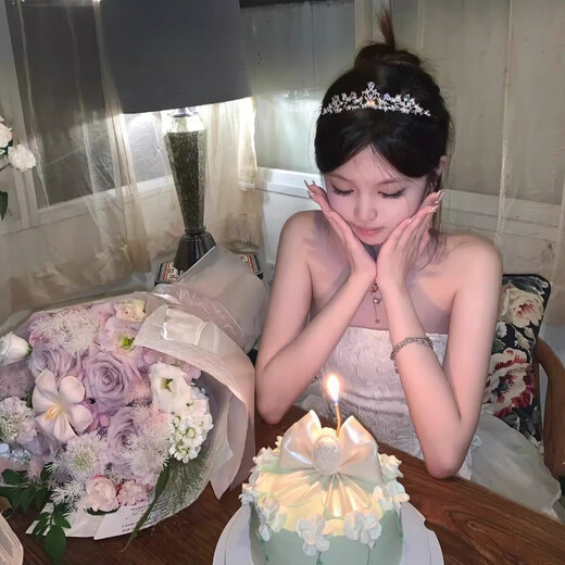 Crystal Princess Crown Headdress Female 18th Birthday Bride Crown Goddess High-end Headband Children's Props 01 Flowers and Leaves