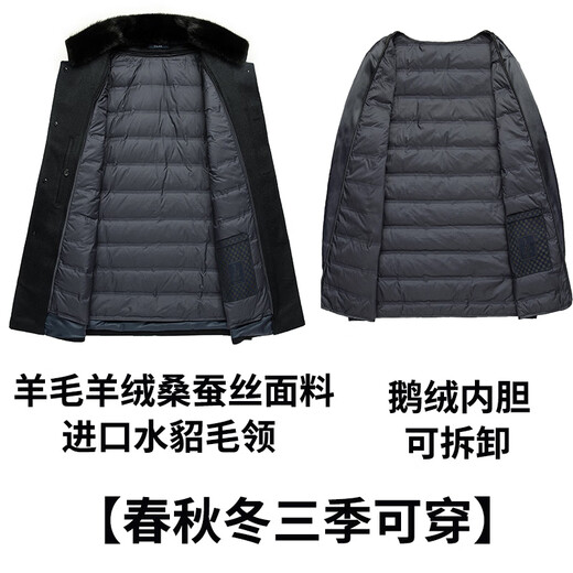 Pierre Cardin winter high-end light luxury cashmere coat men's medium-length stand-up collar windbreaker coat middle-aged business woolen daddy outfit Navy blue PK8212 M 170/88A Recommended weight 100-125 Jin Jin equals 0.5 kg