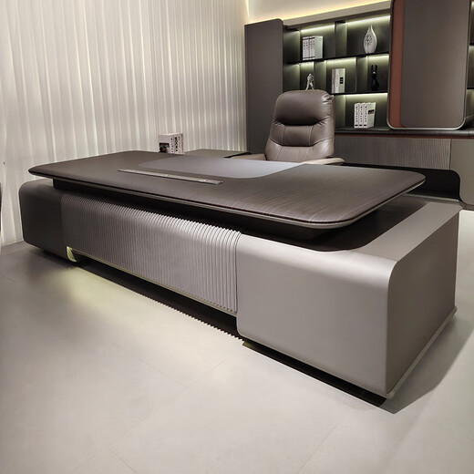 Qiheng (XIIBLC) new light luxury style high-end executive desk boss table president table high-end atmospheric chairman office desk and chair combination 2.0 meters single cabinet boss table