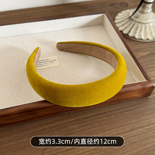 Morning Star Retro Solid Color Wide-brimmed Headband Women's Face Wash Headband Headband High Head Versatile Pressed Hairpin Autumn and Winter Temperament Hair Accessory Yellow Velvet Headband
