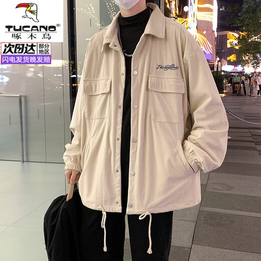 Woodpecker (TUCANO) large size lapel jacket for men spring and autumn 2025 new loose fat men's American trendy brand handsome casual jacket 2362 coffee 3XL recommended 195Jin Jin is equal to 0.5kg -220Jin Jin is equal to 0.5kg