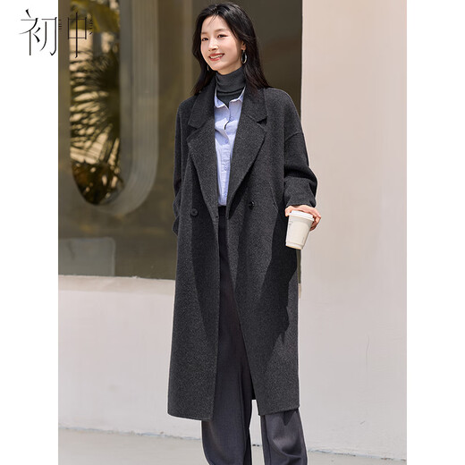 Chushen autumn and winter New Year's wear annual meeting wool coat women's sheep wool lapel loose double-sided woolen long style S54C044