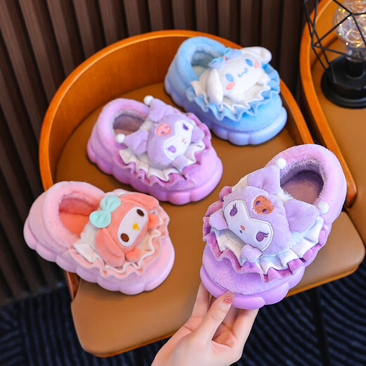 New Autumn and Winter Children's Cotton Slippers for Boys and Girls Indoor Cute Cartoon Girls' Slippers for Infants and Toddlers Baby Cotton Slippers Animal Head M-Pink Upgraded Version 12 32/33 Inner Length 20.5CM