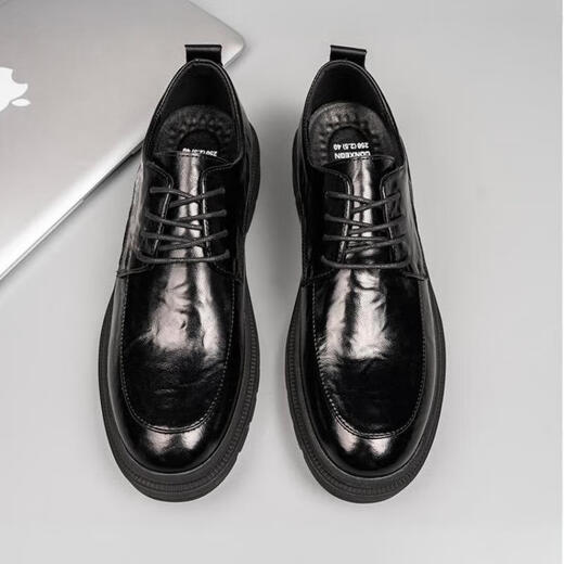 XO leather shoes for men, cowhide, 2025 autumn and winter formal business men's shoes, lace-up derby shoes, suit shoes, black 42