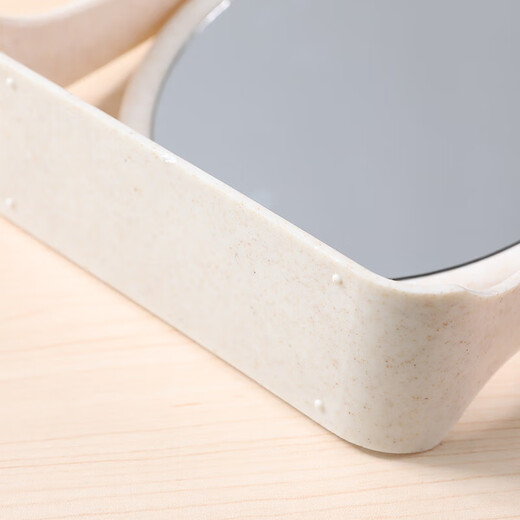 High-quality European desktop makeup mirror, simple high-definition double-sided rotatable makeup mirror, desktop standable small mirror, LED portable fill-in light mirror, square off-white one side to enlarge