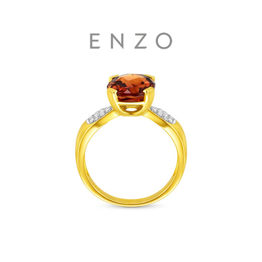 Chow Tai Fook ENZO Geometric Round 18K Gold Topaz Diamond Ring for Women EZV438 Birthday Gift No. 11
