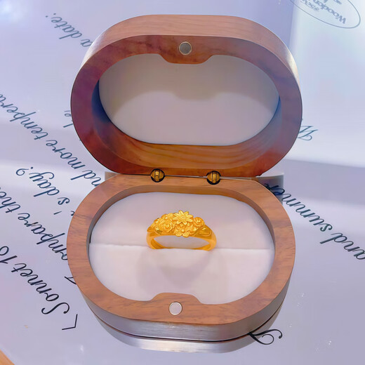 DL 1998 Fat Donglai same style Bengal red gold ring Bengal red jewelry brushed clover ring niche coin finger bow bamboo ring