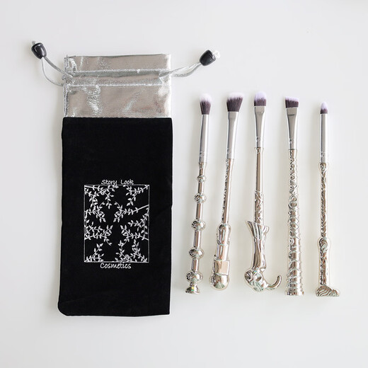 5-piece Harry Potter wand set gift bag makeup brush set 5 magic makeup brushes 5-piece makeup brush set with leaf pattern bag