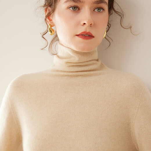 SENLIYA international light luxury high-end cashmere sweater production ready-to-wear pile collar cashmere sweater for women loose knitted inner sweater base coffee brown S