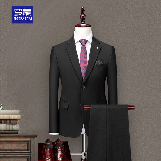 ROMON suit suit men's two-piece high-end tailoring business slim professional formal wedding dress jacket black XL