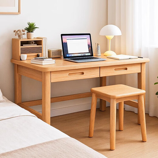 Pure solid wood desk home bedroom with drawer desk student study desk simple modern computer desk all solid wood solid wood color 120*60CM
