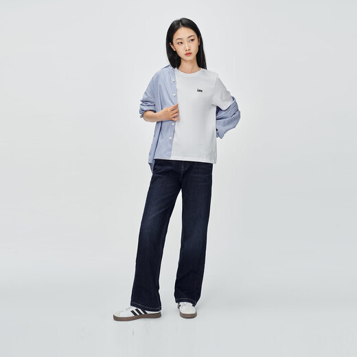 Lee25 autumn and winter new product 429 standard straight leg brushed dark blue women's warm jeans dark blue 26