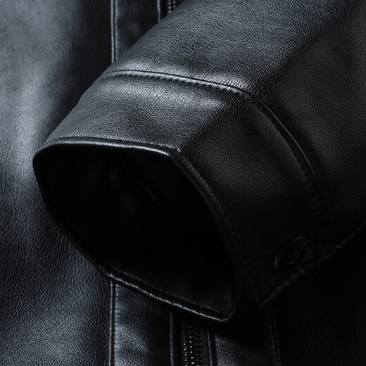 Dibinze large size winter men's velvet thickened lapel leather jacket middle-aged and elderly cold-proof and warm leather jacket black L