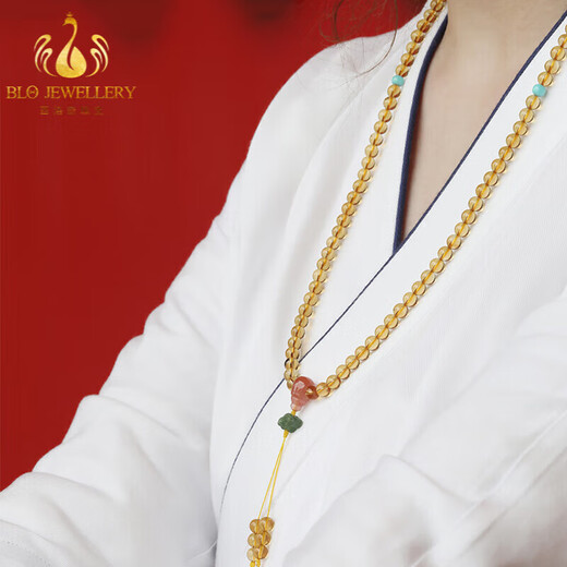 Lihu Natural Collection Grade Citrine Bracelet for Men and Women Zhengjue 108 Rosary Beads Bracelet Necklace Dual-Purpose Citrine