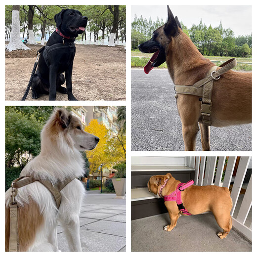 Suomila dog explosion-proof tactical harness vest-type leash dog leash golden retriever German shepherd large dog Khaki L