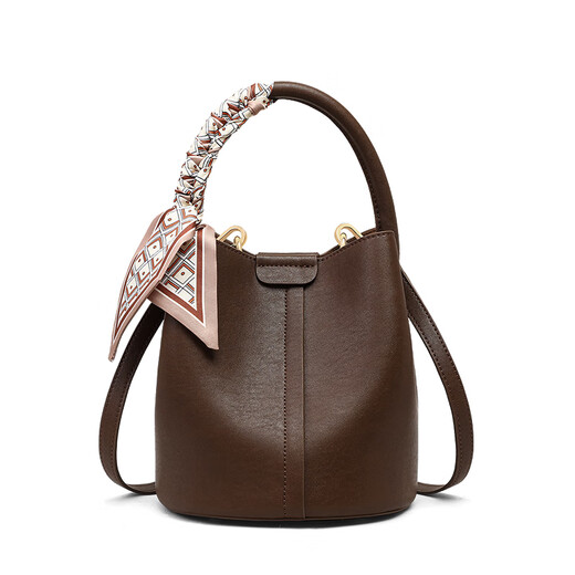 
viney cowhide bucket bag women's bag brand crossbody bag handbag birthday gift for girlfriend and wife [brown] high-end practical shoulder bag large capacity fashion light luxury versatile casual commuting bag