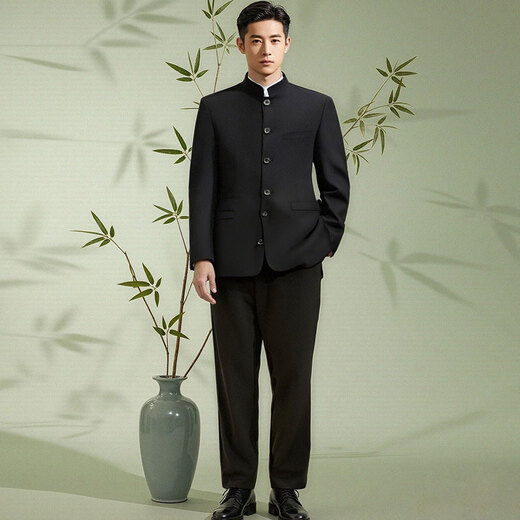 GOKU men's tunic suit Chinese style Tang suit men's suit suit teenagers Chinese style stand collar black jacket national trend tunic suit + long-sleeved shirt + black trousers L recommended 105-120 Jin Jin equals 0.5 kg