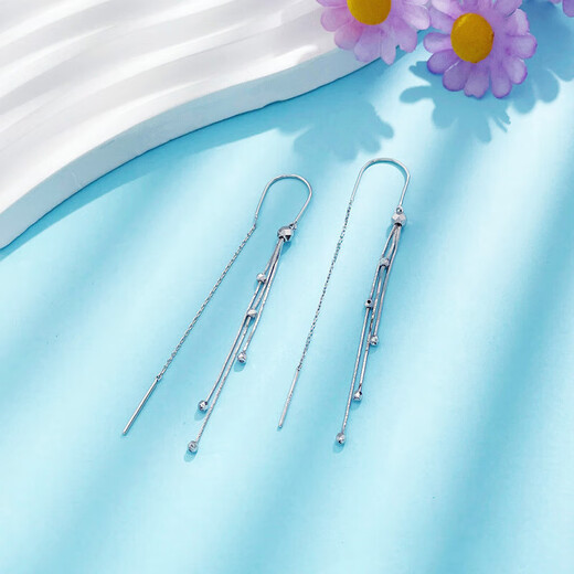 CHINA GOLD platinum tassel bundi bead earrings bundi bead earrings about 2.7g