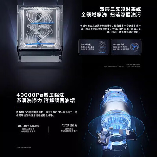 Boss ROBAM dishwasher 15 sets WB750Y large-capacity household dishwasher national joint warranty first-level energy efficiency embedded WB750Y