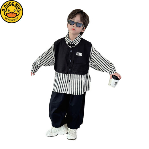G.duck children's shirt boys early autumn wear 2026 new thin coat handsome boy long-sleeved shirt fake two-piece top picture color 130 recommended height 120-125cm 7-8 years old